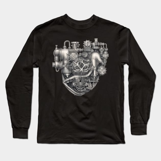 Funny Gift For Fans of Mechanics Mechanical Heart Long Sleeve T-Shirt by MARKBAY Shop